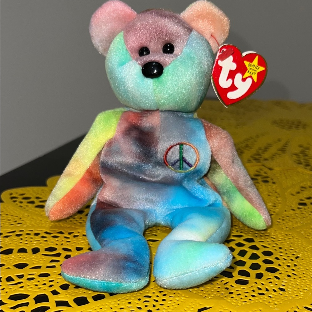 Ty Colorful Peace Bear Plush Toy